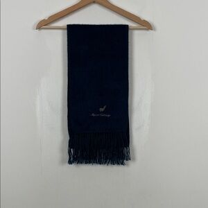Alpaca Camargo Luxurious Navy Fringe Stitched Logo 70 X 9 Winter Wrap Scarf